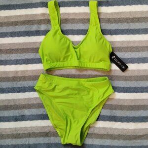 Swim Summer Beach Neon Lime V Wire Bikini Set